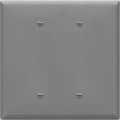 ENERLITES Double Blank Outlet Cover, Gloss Finish, Two Gang Blank Wall Plate, Oversized 2-Gang 5.5" x 5.5", Unbreakable Polycarbonate Thermoplastic, UL Listed, 8802O-GY, Gray