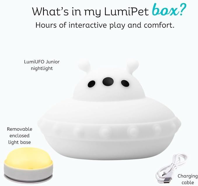 Lumipets UFO Spaceship LED Baby Night Light, Cordless, Touch Control, Soft Silicone Material, 8 Lulling Colors, Portable