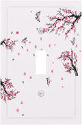 Pink Watercolor Cherry Blossom Flowe Tree Branch Floral Decorative Light Switch Cover 1 Gang Single Toggle Device Electrical Faceplate Switchplates Decorator Outlet Wall Plate for Bedroom Living Room