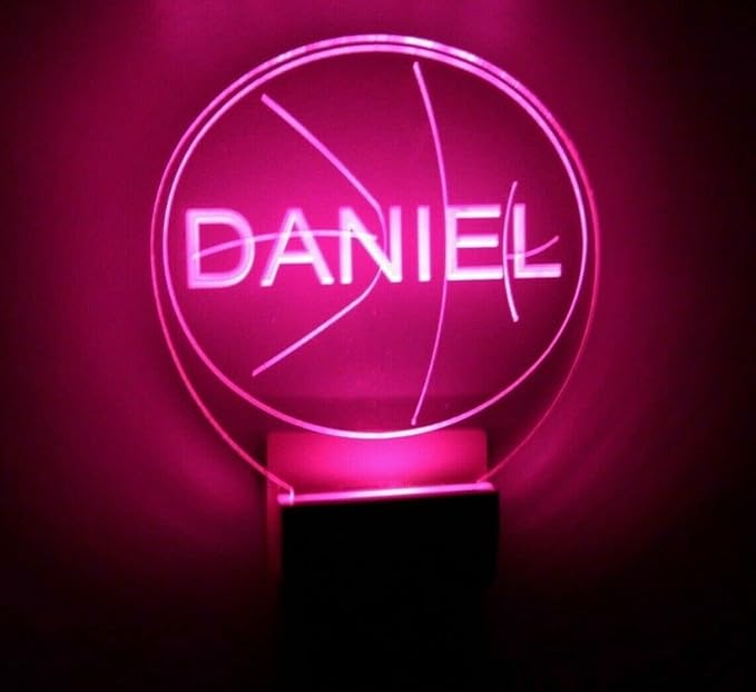 Night Light Multi Color Personalized LED Plug-in, Ultra-Slim Touch Night Light Smart Dusk to Dawn Sensor, Kids Children's Bedroom Kitchen Bathroom Hallway Play Room Variations (Basketball)