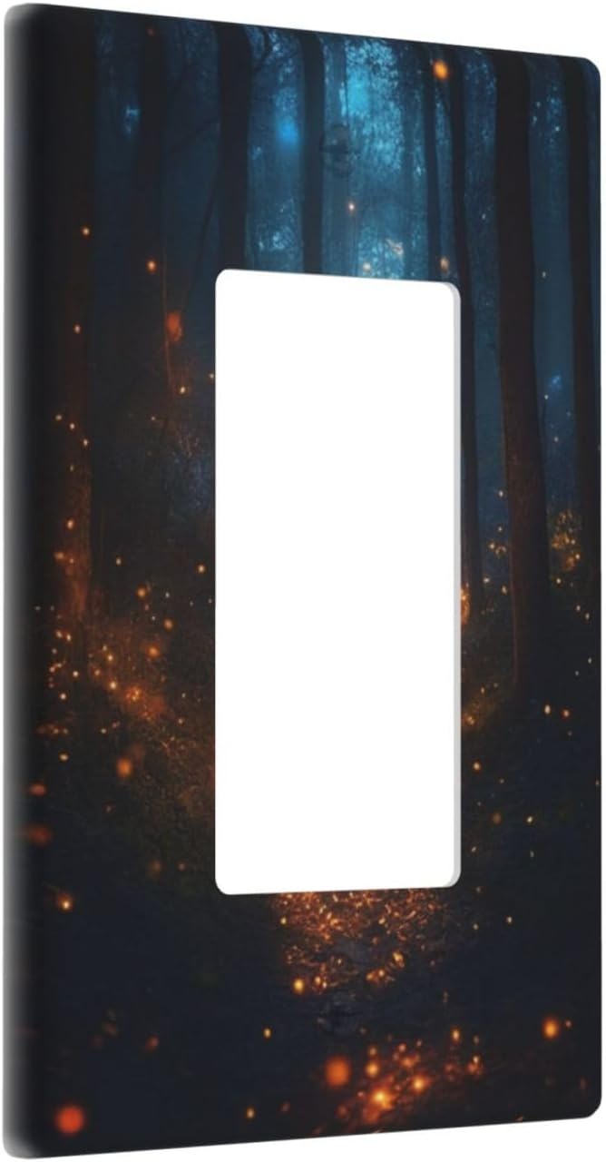 Decorative Art Light Switch Covers Enchanted Glowing Forest 1 Gang Rocker Wall Plate Switchplate Electrical Faceplate for Home Decor