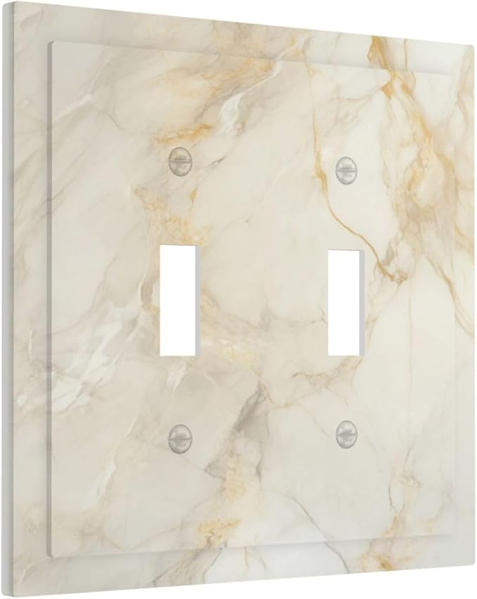 Light Switch Cover Plate Beige Gold Marble Abstraction Morden Art 2 Gang Double Toggle Decorative Switch Plates Plug Cover Wall Plates Electrical Faceplate for Kitchen Bathroom Decor