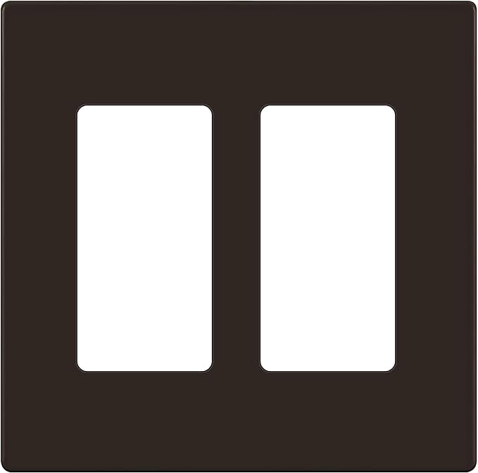 ENERLITES Screwless Decorator Wall Plates Child Safe Outlet Covers, Size 2-Gang 4.68" H x 4.73" L, Unbreakable Polycarbonate Thermoplastic, SI8832-BR, Glossy, Brown