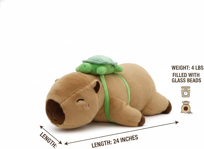 FoxVilla Weighted Stuffed Animals, Large Weighted Plush Stuffed Animals for Adults, Cute Soft Weighted Plush Throw Animal Pillow Toy, Birthday Gifts for Adults Kids (Capybara, Large)