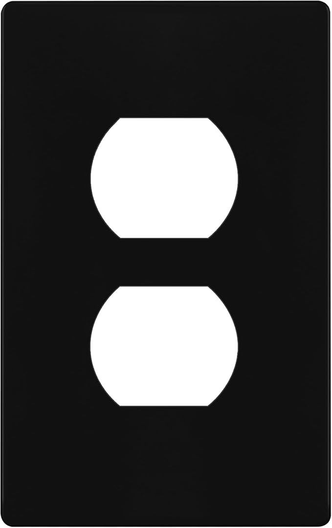 TG Screwless Duplex Wall Plate, Child Safe Receptacle Outlet Cover, Standard Size, 1-Gang 4.68" x 2.93", Unbreakable Polycarbonate Thermoplastic, UL Listed, SP-S1-BK, Glossy, Black