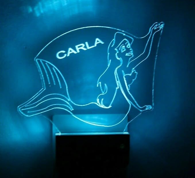 MIRROR MANIA Night Light Multi Color Personalized LED Plug-in, Ultra-Slim Touch Night Light Smart Dusk to Dawn Sensor, Kids Children's Bedroom Kitchen Bathroom Hallway Play Room Variations (Mermaid)