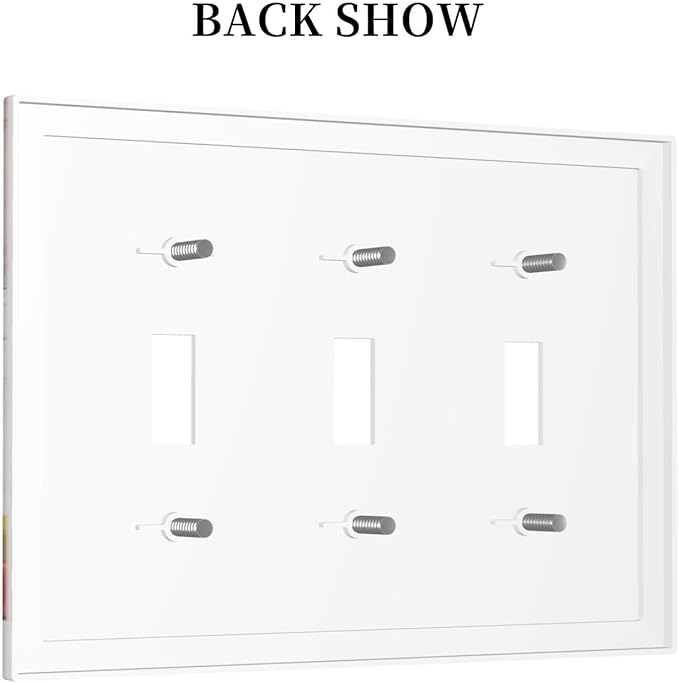 Color Block Floral Still Life Art Red Yellow Blue Abstract Decorative Switch Plates 3 Gang Wall Plate Triple Toggle Light Switch Cover Faceplate Electrical Wall Panels for Farmhouse Bedroom Decor