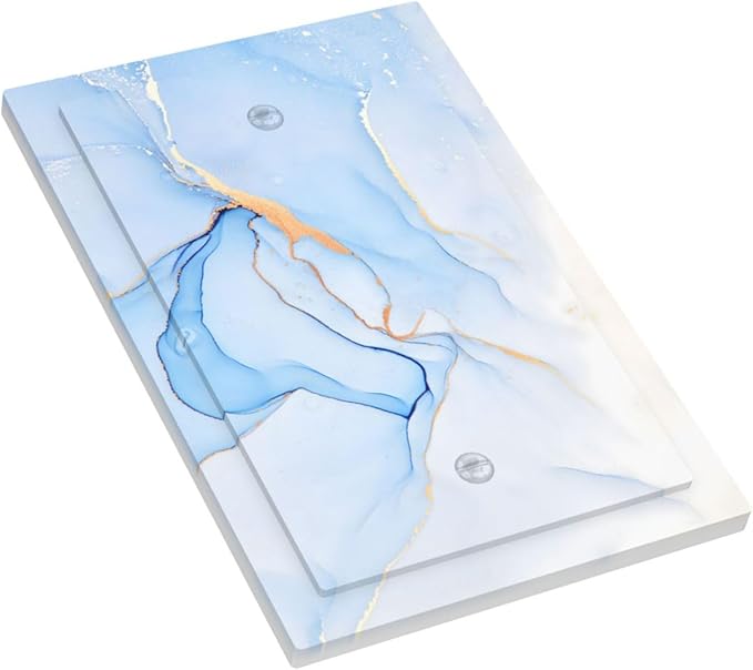 Modern Art Blue Gold Marble Abstract Luxury Print Light Switch Cover Plate 1 Gang No Device Blank Electrical Wall Plates Faceplate Decorative Switch Plate Covers for Bathroom Living Room Decor