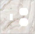 Abstract Luxury White Marble Texture Wallplates 1 Toggle 1 Duplex Switch Plate Electrical GFCI Faceplate Decorative Light Switch Covers for Bathroom Kitchen Living Room Decor