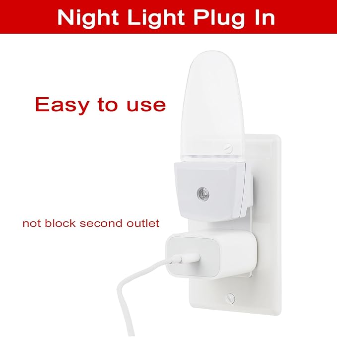 GREENIC Plug in LED Night Light Lamp 4 Pack with Light Sensor RED