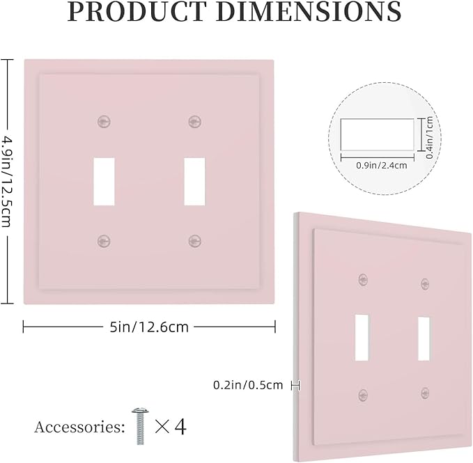 Cute Rose Pink Decorative 2 Gang Toggle Outlet Light Switch Cover Romantic Girl Girly Double Device Wall Plate Electrical Faceplate Dual Device Switchplate