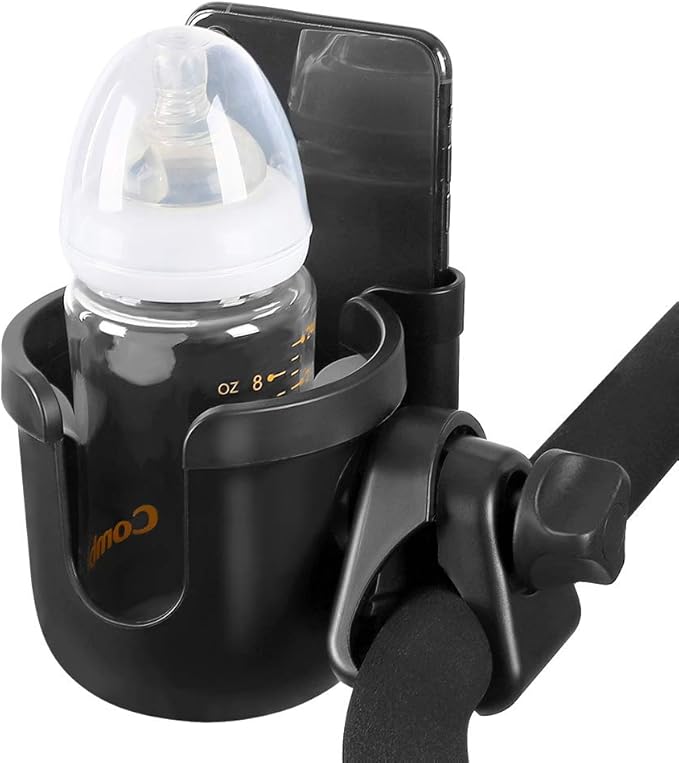 Accmor Stroller Cup Holder with Phone Holder, Bike Cup Holder, Universal Cup Holder for Uppababy Nuna Doona Strollers, 2-in-1 Cup Phone Holder for Stroller Bike Accessory