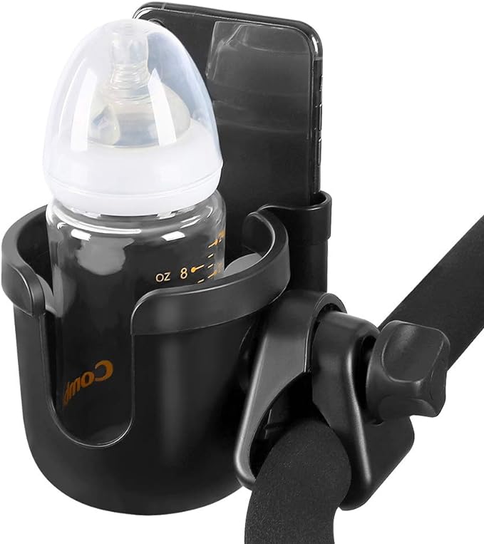 Accmor Stroller Cup Holder with Phone Holder, Bike Cup Holder, Universal Cup Holder for Uppababy Nuna Doona Strollers, 2-in-1 Cup Phone Holder for Stroller Bike Accessory