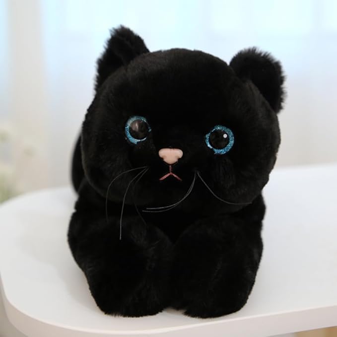 SNOWOLF Cat Stuffed Animals Weighted Plush Toy, 19.7" Realistic Black Cat Plushie Kawaii Toys Soft Ginger Cat Kitten Doll Gift for Boys Girls Birthday Christmas, 1.1 LBs