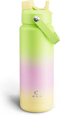 ENCOOL Insulated Water Bottle with Straw Stainless Steel Water Bottle, Leak-Proof, BPA-Free, Double Wall Vacuum Keeps Cold for 24 Hours for Sports, Travel, School (32 oz, Morning Dew)