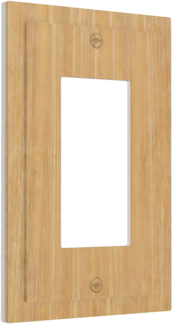 Rustic Woodgrain Single Rocker Switch Cover - 1-Gang Standard US Size Minimalist Farmhouse Wooden Light Switch Covers for Home & Office Decor