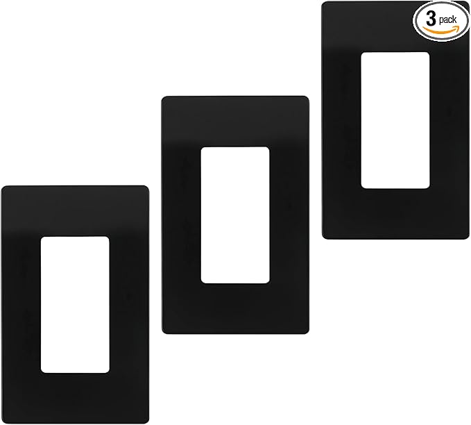 Matte Black 1 Gang Screwless Wall Plate, Child Safe Outlet Cover and Smooth Face Switch Plate – Unbreakable Polycarbonate Thermoplastic, Compatible with Leviton 80301-SE, 3-Pack