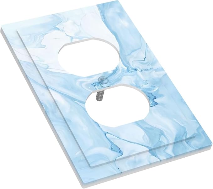 Navy Blue Sea Waves Spilled Ink Marble Simplicity Print Outlet Covers 1 Gang Duplex Light Switch Cover Decorative Switch Plates Electrical Receptacle Faceplate Wall Plate for Bathroom Living Room
