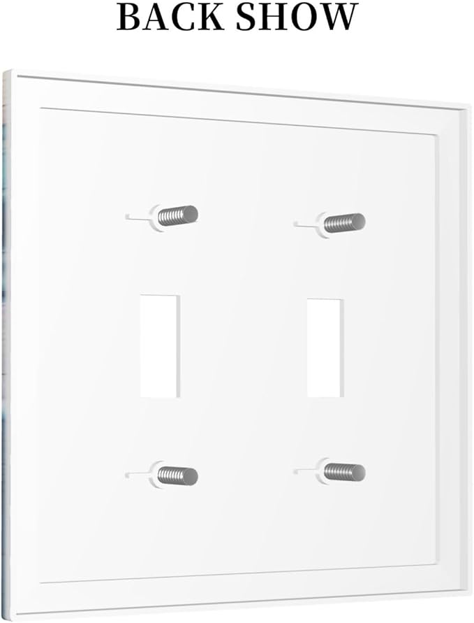 Nautical Sea Beach Navy Blue Turtle Seashells Starfish Ocean Coastal Seascape Marine Decorative 2-Gang Double Toggle Outlet Light Switch Wall Plate Electrical Receptacle Faceplate Cover Jumbo Size