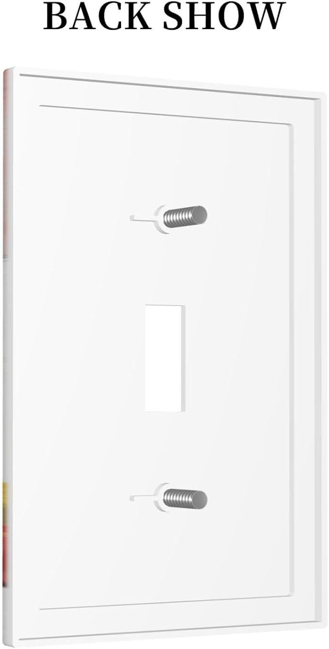 Color Block Floral Still Life Art Red Yellow Blue Abstract Decorative Light Switch Cover 1 Gang Single Toggle Device Electrical Faceplate Switchplates Decorator Outlet Wall Plate for Farmhouse Bedroom