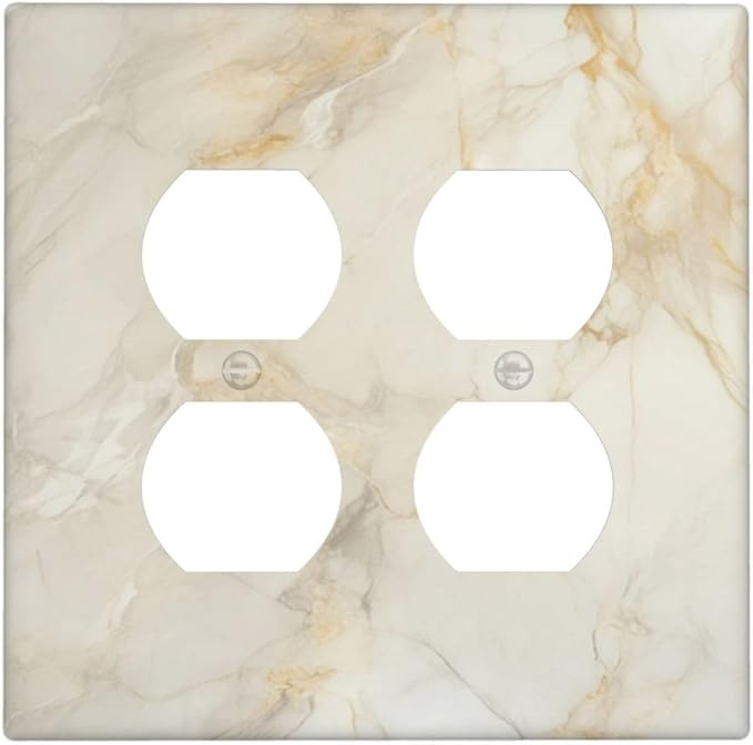 Decorative Light Switch Cover Plate Beige Gold Marble Abstraction Morden Art 2 Gang Decorative Switch Plates 1 Toggle Duplex Combo Outlet Covers GFCI Plug Covers Wallplates for Kitchen Bathroom Decor