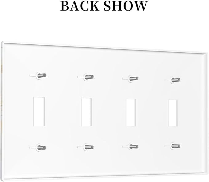 Decorative Switch Plate Cover Abstract Gold Marble Design with White & Gold 4 Gang Artistic Wall Plate Unique Quad Toggle Light Switch Covers for Modern Luxurious Decor