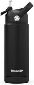 Kids Water Bottle with Straw,18 oz Boys Insulated Cups with Stainless Steel Leak Proof for School Boys Girls,Sport&Travel（Black）