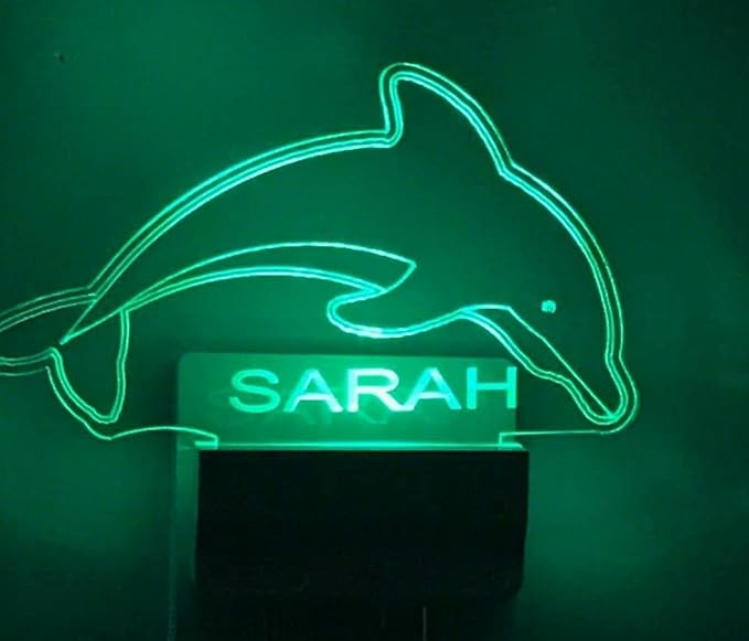 Night Light Multi Color Personalized LED Plug-in, Ultra-Slim Touch Night Light Smart Dusk to Dawn Sensor, Kids Children's Bedroom Kitchen Bathroom Hallway Play Room Variations (Swimming Dolphin)