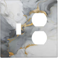 Gold Marble Grey Art Abstract Luxury Print Wallplates 1 Toggle 1 Duplex Switch Plate Electrical GFCI Faceplate Decorative Light Switch Covers for Kitchen Bathroom Decor