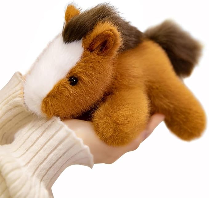PEACH CAT Horse Stuffed Animal 7.8" Cute Plushies Small Plush Toys Gifts for Kids Brown