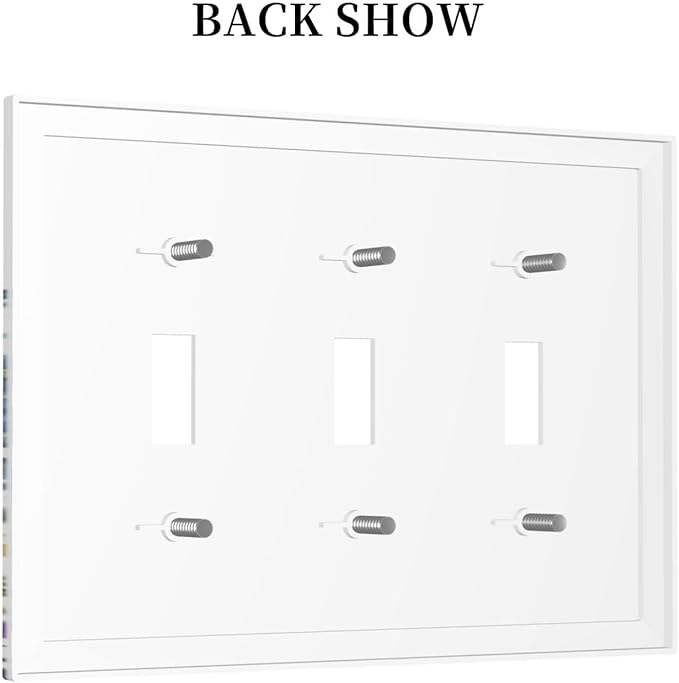 Light Switch Cover Plate Colorful Wildflowers Plants Flowers on White Background 3 Gang Switch Plate Covers Triple Toggle Decorative Wall Plates Electrical Faceplate for Bathroom Home Decor