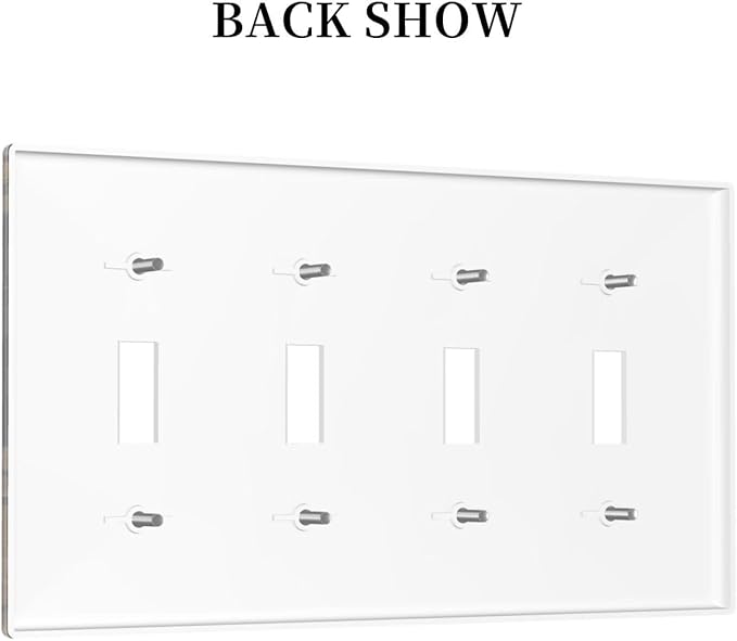 Decorative Light Switch Plate Covers Big Golden White Roses Glod Leaves Black Background 4 Gang Wall Plate Switch Cover Plate Quad Toggle Jumbo Electrical Faceplate for Home Decor