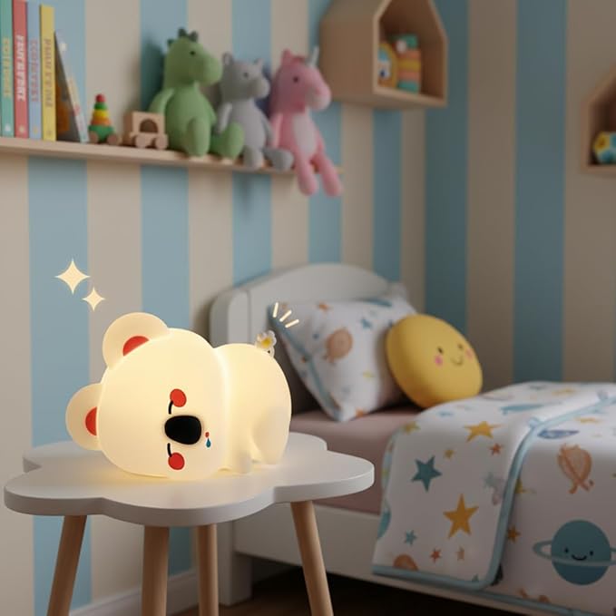 Koala Night Light for Nursery - 3 Color Changing Dimmable Baby Night Lamp, Rechargeable Touch Control with Timer, Soft Silicone Breastfeeding Nightlight for Kids, Infants, Toddlers
