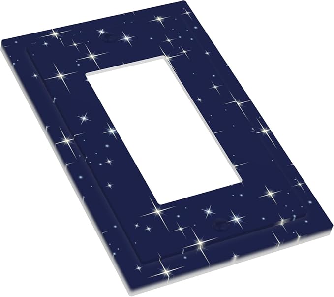 Starry Night Single Rocker Switch Cover - 1-Gang Standard US Size Celestial Sparkle Light Switch Covers, Midnight Galaxy Cosmic Glow for Bedroom & Nursery