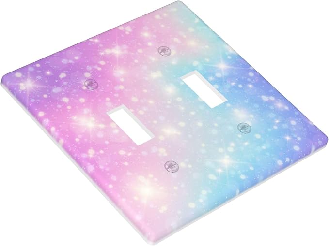 Pink Blue Galaxy Double Light Switch Cover Plates Decorative 2 Gang Wall Plate Double Toggle Lightswitch Cover