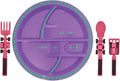 Constructive Eating Plate and Utensils Set - USA-Made Toddler Dinnerware with Divided Plates (Pink Construction)
