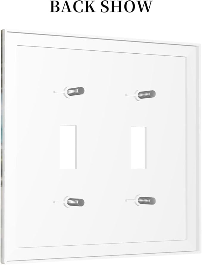 Ocean Beach Tropical Palm Tree Coastal Seaside Decorative Switch Plates 2 Gang Double Toggle Outlet Light Switch Cover Wall Plate Electrical Faceplate for Kids Room Living Room Decor