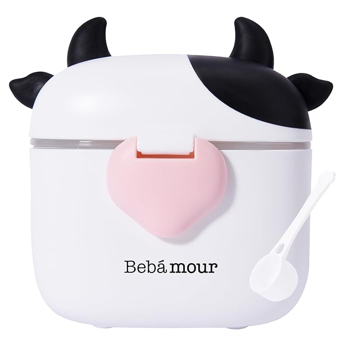 Bebamour Baby Formula Dispenser On The Go, Formula Container to Go, Formula Holder for Travel, Candy Fruit Snack Storage Container with Scoop and Leveller (Black)