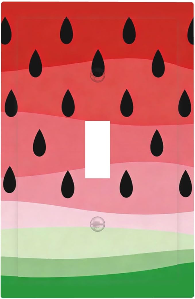 Gradient Watermelon Slice & Seeds 1-Gang Toggle Light Switch Plate, Summer Freshness Cute Fruit Design Decorative Wall Plate for Kitchen Decor