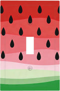 Gradient Watermelon Slice & Seeds 1-Gang Toggle Light Switch Plate, Summer Freshness Cute Fruit Design Decorative Wall Plate for Kitchen Decor