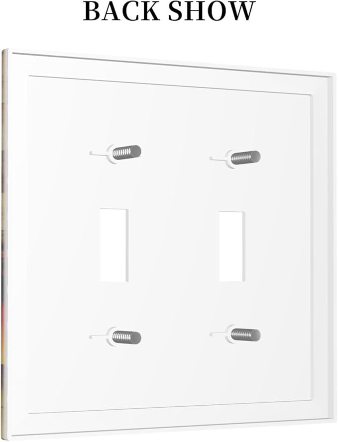 Sunset Beach Coconut Palm Tree Wooden Background Decorative Switch Plates 2 Gang Double Toggle Outlet Light Switch Cover Wall Plate Electrical Faceplate for Bedroom Living Room Decor