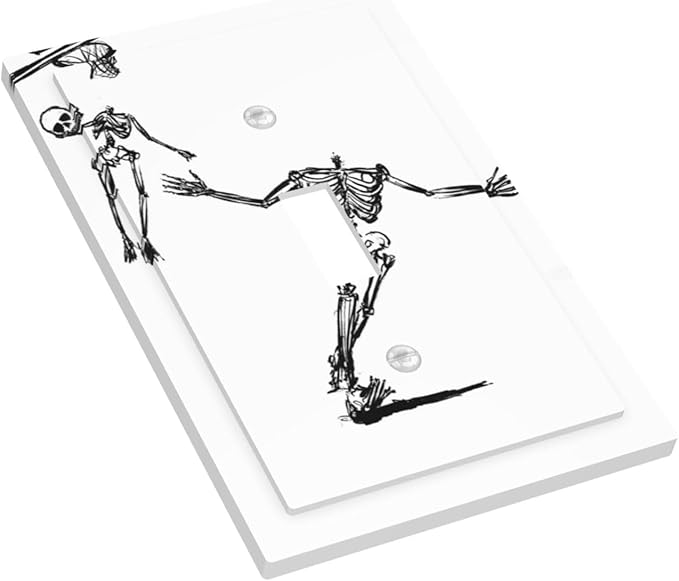 Decorative Light Switch Cover Skeleton Basketball Funny Skull Stick Figure 1 Gang Single Toggle Device Electrical Faceplate Switchplates Decorator Outlet Wall Plate For Home Office Decor