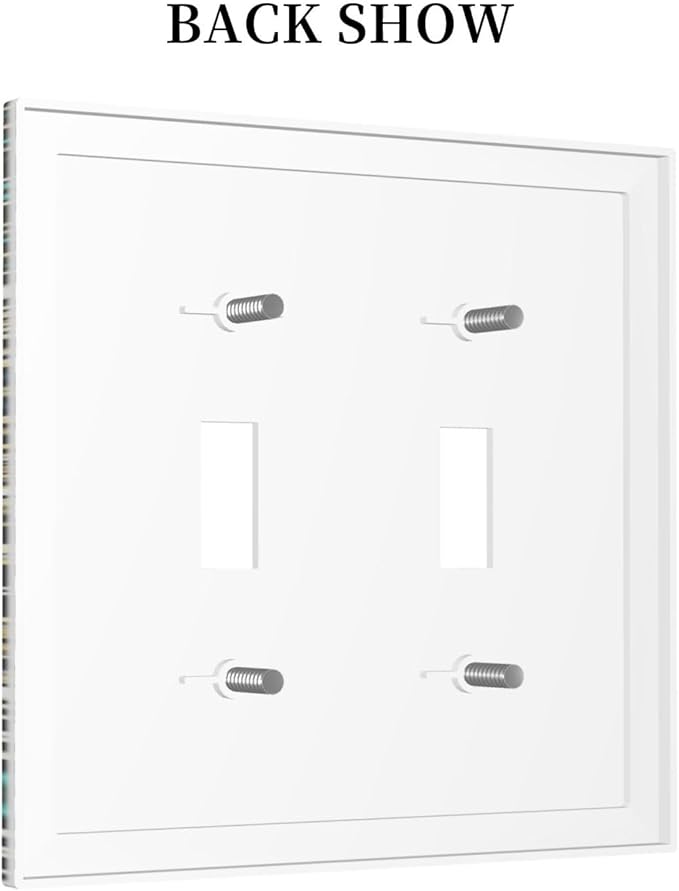 Decorative Switch Plates Mandala Decorative Rustic Vintage Turquoise Pattern 2 Gang Double Toggle Outlet Light Switch Cover Wall Plate Electrical Faceplate for Bedroom Bathroom Decor