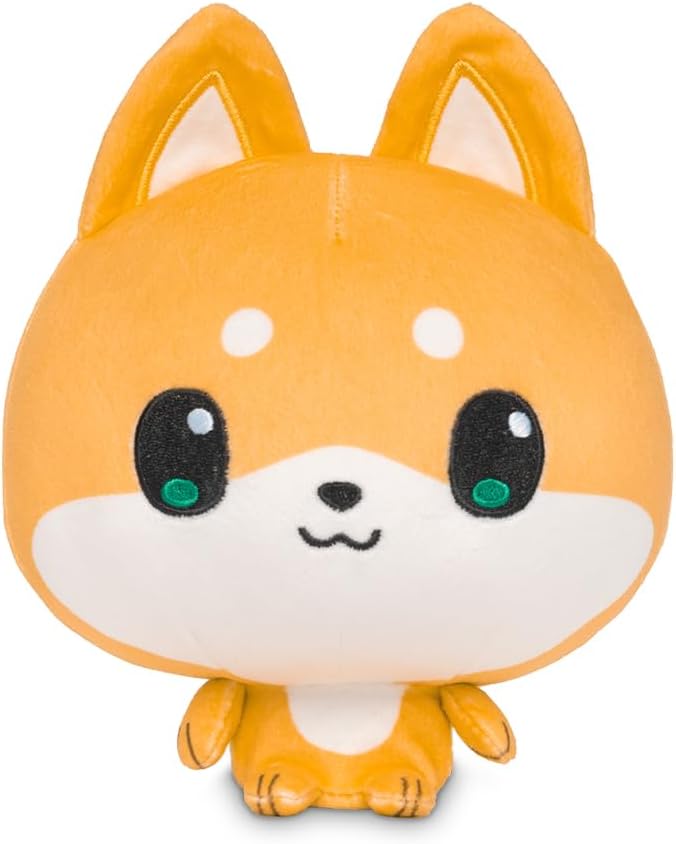 TeeTurtle Cloudheads Miso the Shiba Inu Plush - 5-Inch Dog Stuffed Animal with Embroidered Details - Soft Cuddly Plush Toys for Kids, Teens, and Adults