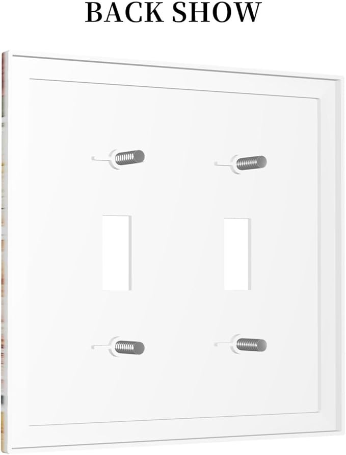 Rustic Style Colorful Peony Butterfly Dragonfly Decorative Switch Plates 2 Gang Double Toggle Wall Plate Electrical Faceplate Outlet Light Switch Cover for Bedroom Living Room Decor