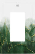 Light Switch Cover Plate Green Gold Leaf Marble Modern Abstract 1 Gang Outlet Covers Single Rocker Decorative Switch plates Electrical Wall Plates GFCI Receptacle for Kitchen Bathroom Decor