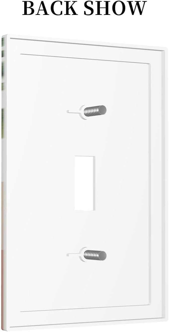Mid Century Abstract Women Lady Boho Palm Leaf 1 Gang Light Switch Covers Decorative Unique Single Toggle Wall Plate Switchcover Electrical Switchplate for Kitchen Bathroom Bedroom Decor