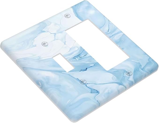 Navy Blue Sea Waves Spilled Ink Marble Simplicity Print Outlet Covers 1 Toggle 1 Rocker Combination Decorative Wall Plate Electrical Switch Plates Light Switch Cover Plate for Bathroom Living Room