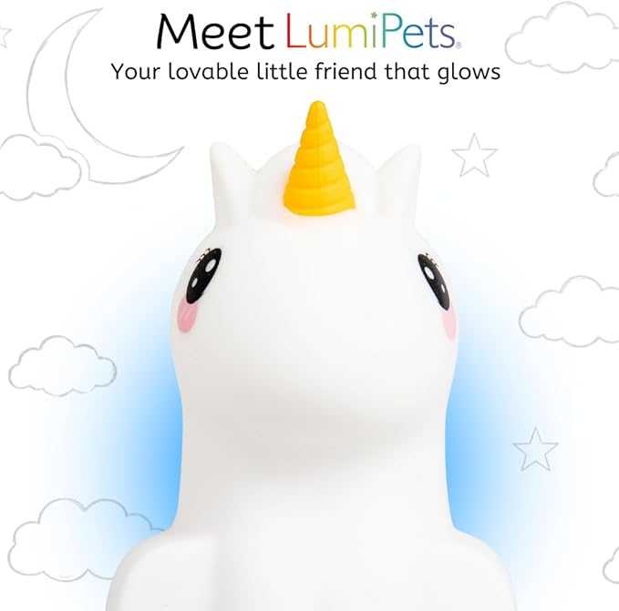 Lumipets Remote Control Silicone Night Light for Kids - Unicorn Design with 9 Soft Colors & Sleep Timer - Rechargeable, Battery-Operated Lamp for Bedroom | Baby Nursery, Toddler, Girls, Boys