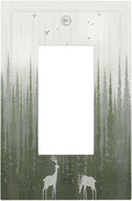 Green Pine Tree Deer Country forest Bird Nature Mist Decorative Outlet Covers 1 Gang Single Rocker Wall Plates Gfci Faceplate Light Switch Cover Plate for Bedroom Home Decor
